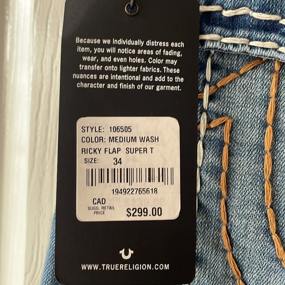 NWT True Religion Ricky Relaxed Straight - Picture 11 of 12
